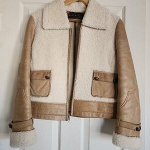 Nicole Miller Genuine Shearling/Leather Jacket